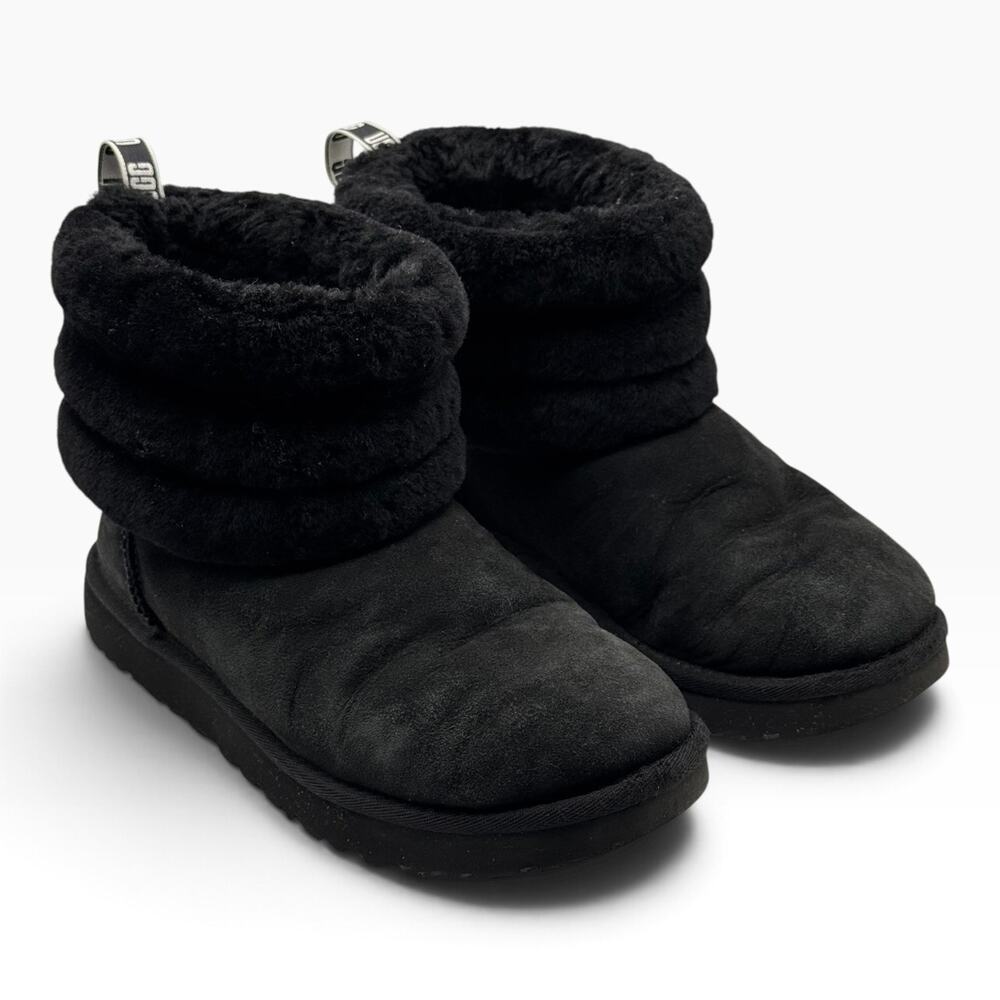 UGG Classic Mini Fluff Quilted Women's Boots Black Size 8